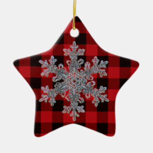 Ornement Étoile En Céramique Country red and black plaid