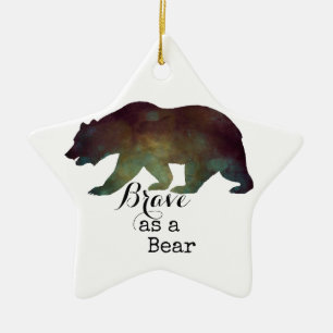 Ornement Étoile En Céramique Courageux comme un Ours Typographie Aquarelle