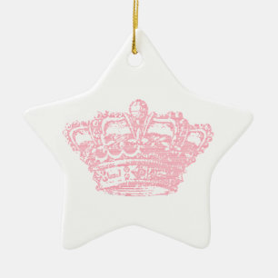 Ornement Étoile En Céramique Couronne rose