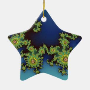 Ornement Étoile En Céramique Créature marine fractale de Noël