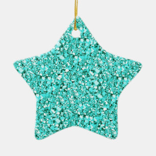 Ornement Étoile En Céramique Cristaux de quartz druzy - bleu aigue-marine
