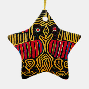 Ornement Étoile En Céramique Cuna Indian Mola Duck Design