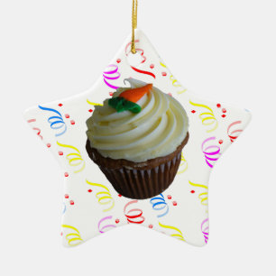Ornement Étoile En Céramique Cupcake de carottes avec Confetti