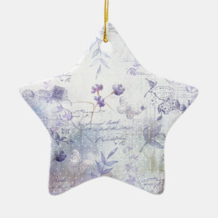 Ornement Étoile En Céramique Découpage des fleurs de lavande