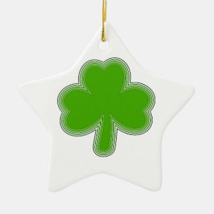 Ornement Étoile En Céramique Dessin Shamrock de Saint Patrick
