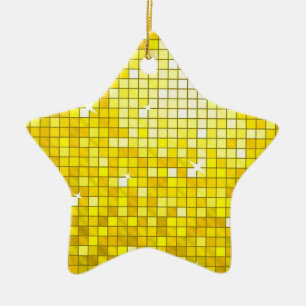 Ornement Étoile En Céramique Disco Carreaux Jaune étoile ornementale