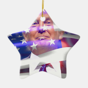 Ornement Étoile En Céramique drapeau américain donald trump