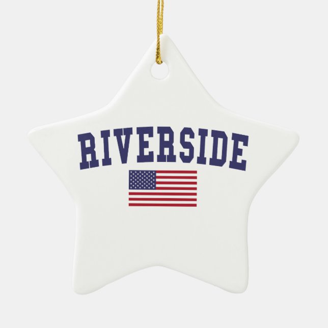 Ornement Étoile En Céramique Drapeau américain Riverside (Devant)
