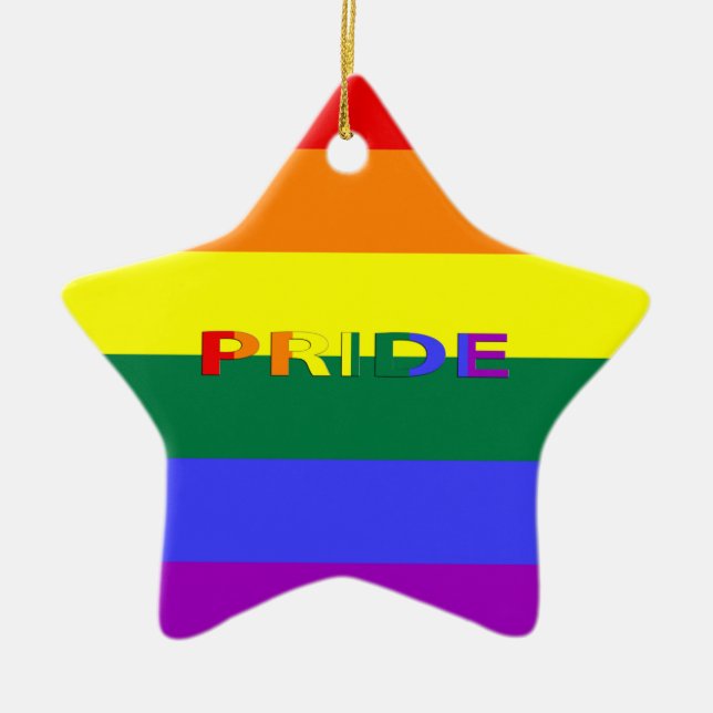 Ornement Étoile En Céramique Drapeau arc-en-ciel LGBT Pride (Devant)
