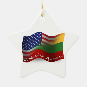 Ornement Étoile En Céramique Drapeau de ondulation Lithuanien-Américain