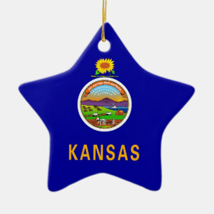Ornement Étoile En Céramique Drapeau d'état du Kansas