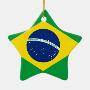 Ornement Étoile En Céramique Drapeau du Brésil, Brésil