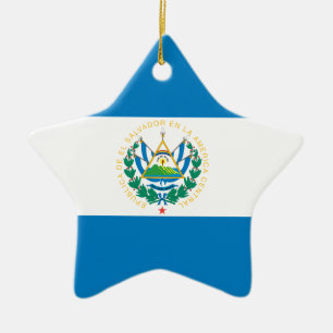 Ornement Étoile En Céramique Drapeau du Salvador