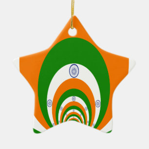 Ornement Étoile En Céramique Drapeau indien Kaleidoscope : Unité et patriotisme