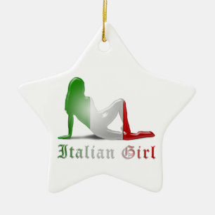 Ornement Étoile En Céramique Drapeau italien de silhouette de fille