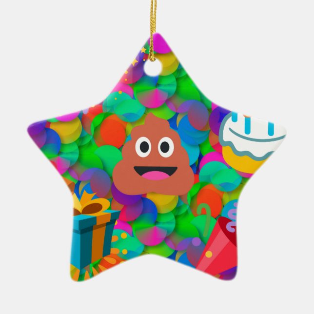 Ornement Étoile En Céramique emoji joyeux pod'anniversaire (Devant)