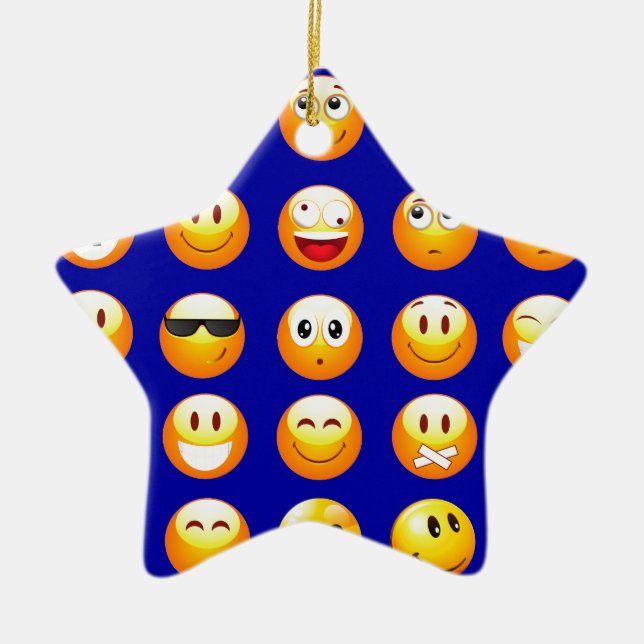 Ornement Étoile En Céramique emojis bleu foncé (Devant)