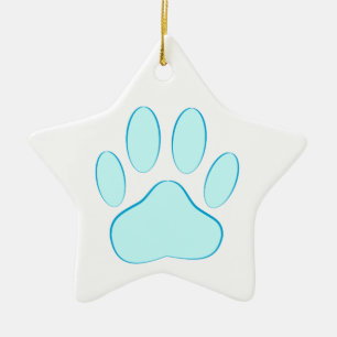 Ornement Étoile En Céramique Empreinte de chien bleu bébé