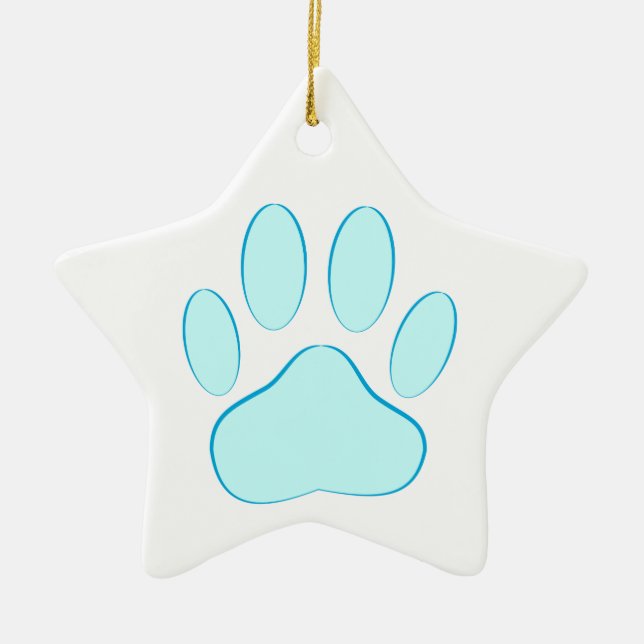 Ornement Étoile En Céramique Empreinte de chien bleu bébé (Devant)