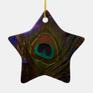Ornement Étoile En Céramique Étoile de Noël Peacock Feather