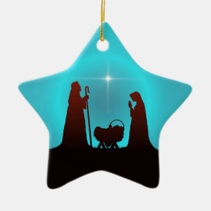 Ornement Étoile En Céramique ÉTOILE et NATIVITÉ de 3 WISEMEN par SHARON SHARP