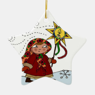 Ornement Étoile En Céramique Étoile ukrainienne de Noël