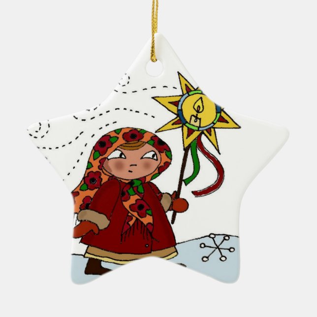 Ornement Étoile En Céramique Étoile ukrainienne de Noël (Devant)