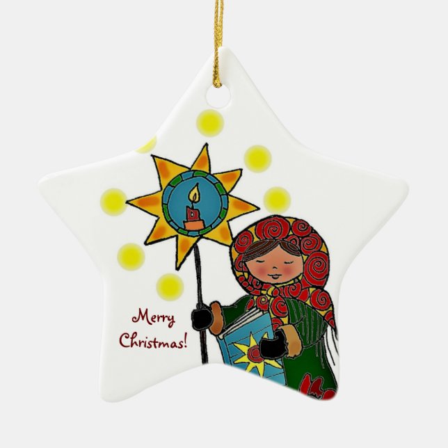 Ornement Étoile En Céramique Étoile ukrainienne de Noël (Devant)