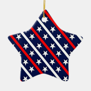 Ornement Étoile En Céramique étoiles patriotiques de bleu blanc