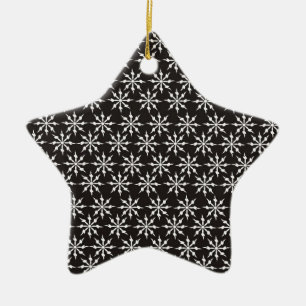 Ornement Étoile En Céramique Flocons de neige noirs et blancs