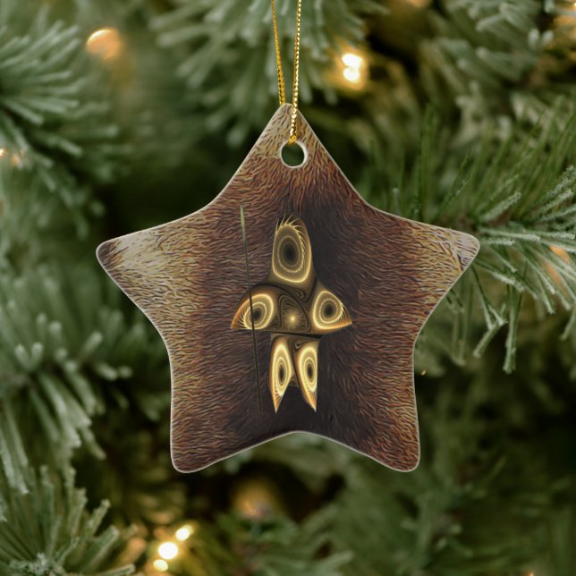 Ornement Étoile En Céramique Fractal Inuit Hunter (Arbre)
