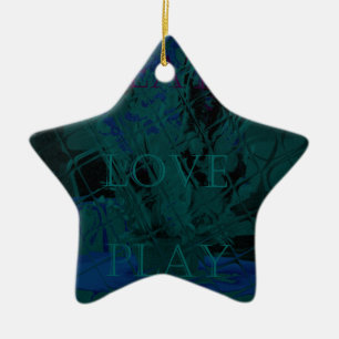 Ornement Étoile En Céramique French Blue Love Mange Jouer Couleurs de fleurs po
