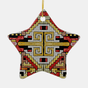 Ornement Étoile En Céramique Géométhorique Tribal/Motif ethnique