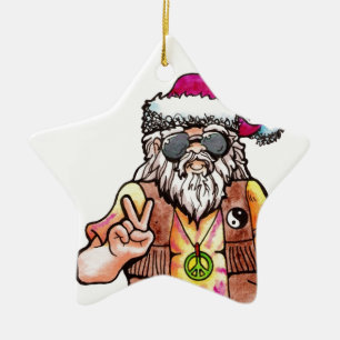 Ornement Étoile En Céramique Hippie Père Noël