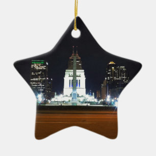 Ornement Étoile En Céramique Horizon d'Indianapolis la nuit