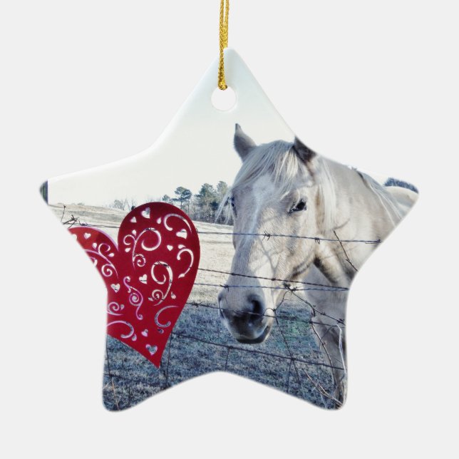 Ornement Étoile En Céramique HORSE coeur Valentine (Devant)