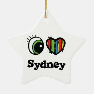 Ornement Étoile En Céramique I Love (Coeur) Sydney