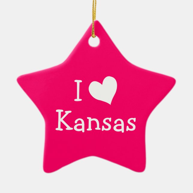 Ornement Étoile En Céramique I Love Kansas on Pink (Devant)
