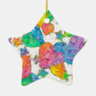 Ornement Étoile En Céramique Impressionniste Pastel Valentine Hearts