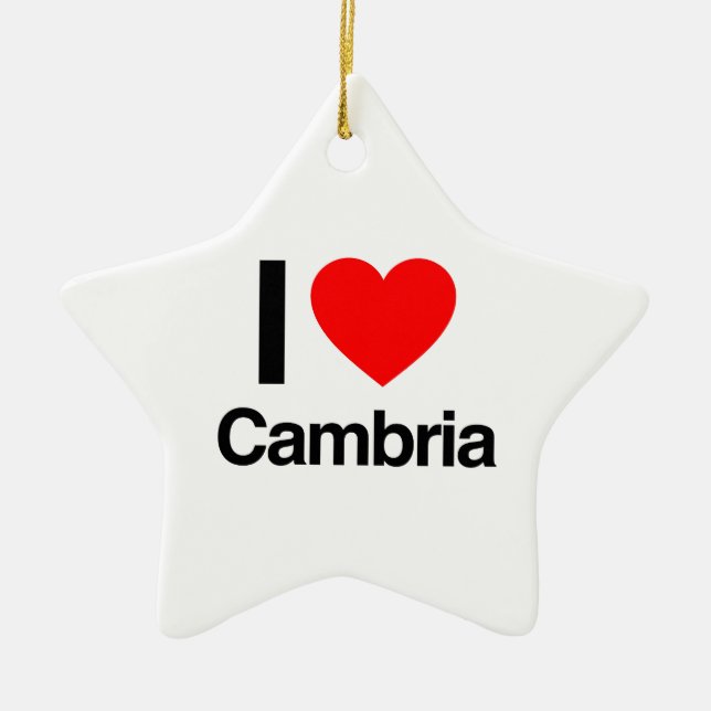 Ornement Étoile En Céramique j'aime cambria (Devant)