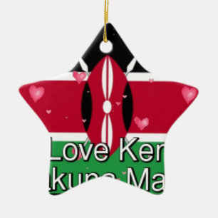 Ornement Étoile En Céramique J'Aime ! Kenya Hakuna Matata