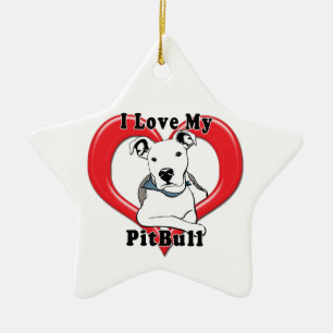 Ornement Étoile En Céramique J'aime mon logo de PitBull