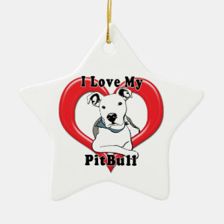 Ornement Étoile En Céramique J'aime mon logo de PitBull