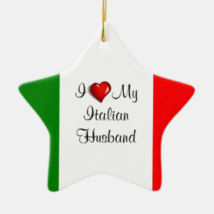 Ornement Étoile En Céramique J'aime mon mari italien