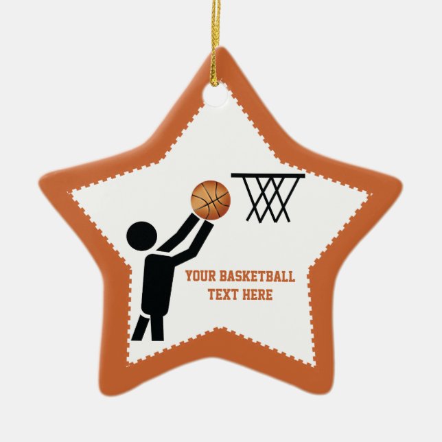 Ornement Étoile En Céramique Joueur de basket-ball avec étoile (Devant)