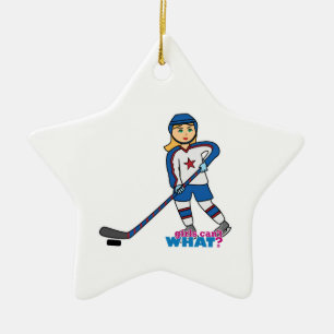 Ornement Étoile En Céramique Joueuse de hockey
