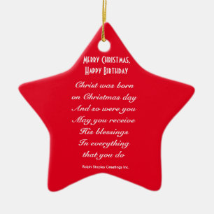 Ornement Étoile En Céramique Joyeux anniversaire de Noël heureux