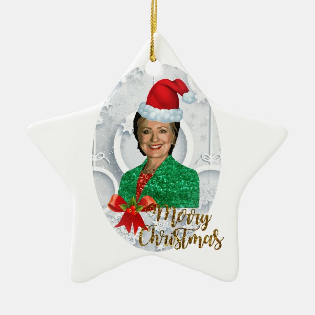Ornement Étoile En Céramique joyeux Noël Hillary clinton (Devant)