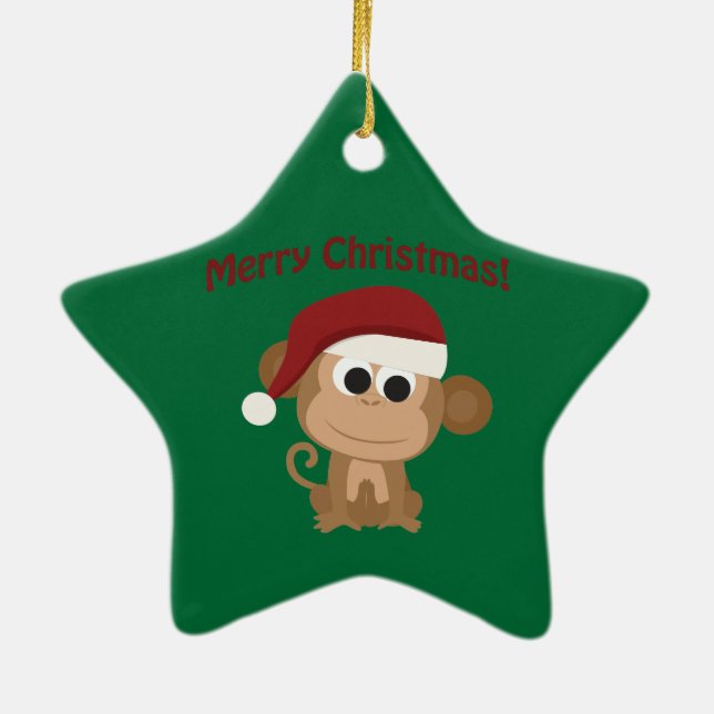 Ornement Étoile En Céramique Joyeux Noël! Singe (Dos)