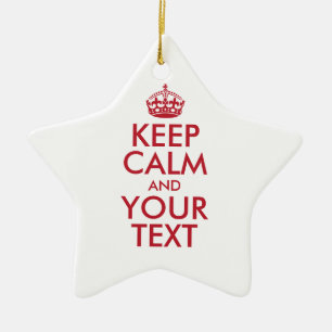 Ornement Étoile En Céramique KEEP CALM personnalisé et votre texte